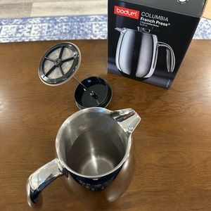 Bodum Columbia French Press Stainless Steel 34oz 8 cup EUC